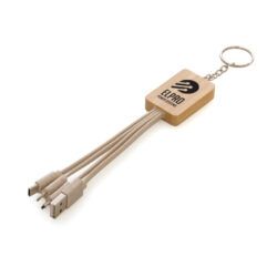 BRANDED RECTANGLE BAMBOO AND WHEAT STRAW KEYRING