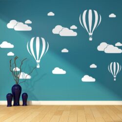 hot air balloon clouds wall art