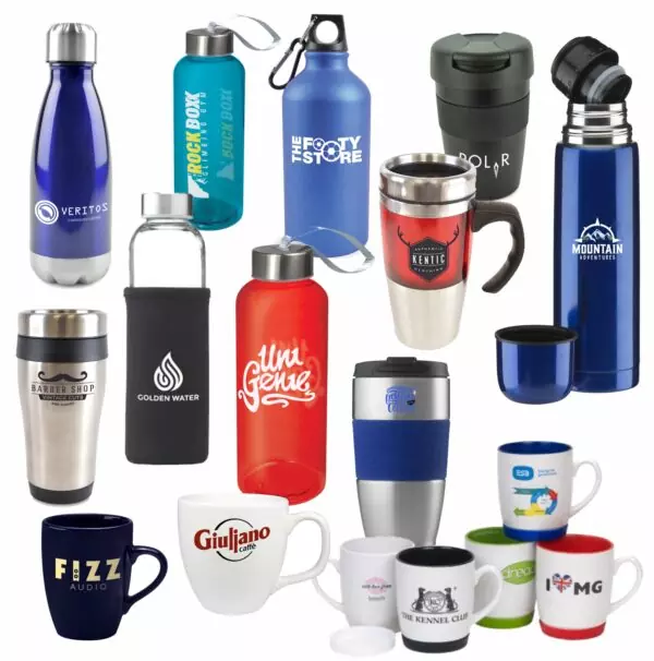 Promotional mugs flasks bottles
